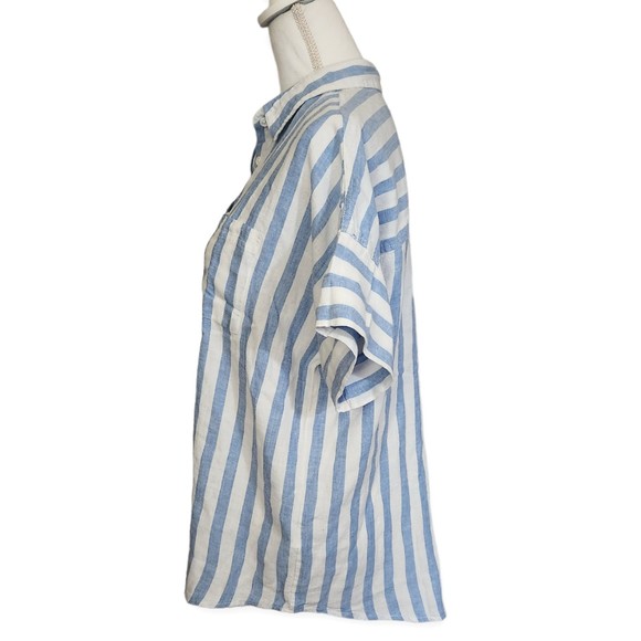 Thread & Supply Seaside Shirt Button Front Striped Linen Blend Womens Medium - Picture 5 of 7